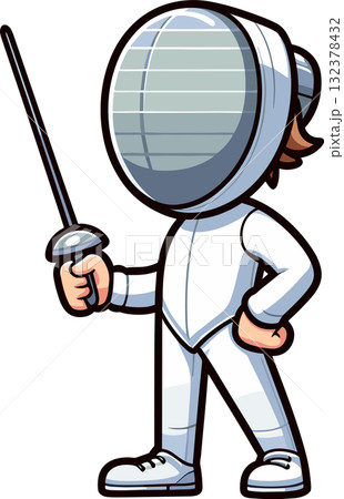 立っているフェンシング選手のイラスト 132378432