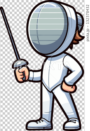 立っているフェンシング選手のイラスト 132378432