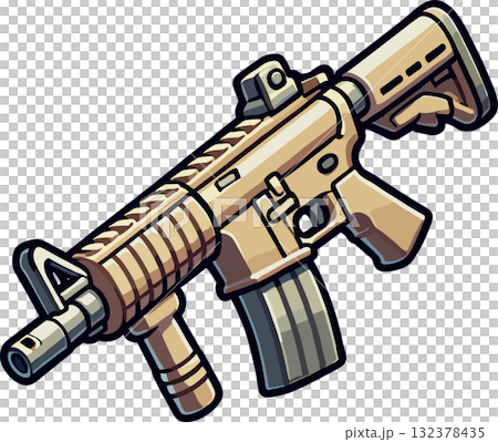 白系色のマシンガンのイラスト 132378435