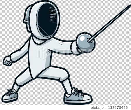 構えているフェンシング選手のイラスト 132378436