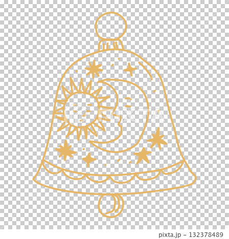 Celestial Christmas Bell Line Art Illustration with Sun and Moon Elegant Cosmic Holiday Outline Mystical Winter Design for Greeting Cards Wall Art and Decorative Crafts Celestial Christmas Bell Line Art Illustration with Sun and Moon Elegant Cosmic Holiday Outline Mystical Winter Design for Greeting Cards Wall Art and Decorative Crafts 132378489