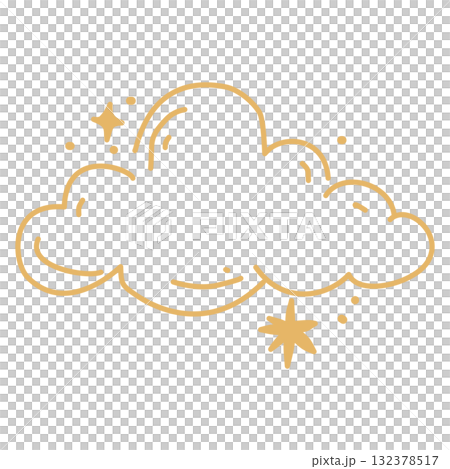 Celestial Cloud Line Art Illustration with Sparkling Stars Elegant Cosmic Christmas Outline Dreamy Sky Element Magical Holiday Design for Winter Greeting Cards and Crafts 132378517