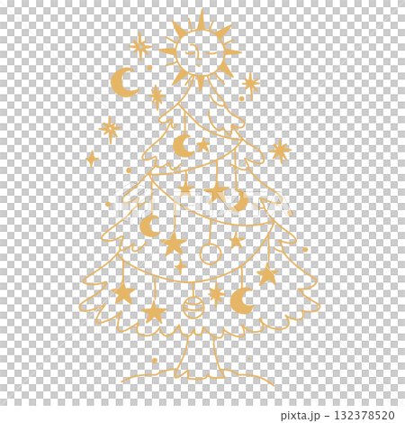 Celestial Christmas Tree Line Art Illustration with Sun Moon and Stars Mystical Holiday Decor Minimal Outline Drawing Elegant Winter Cosmic Festive Design for Cards and Crafts Celestial Christmas Tree Line Art Illustration with Sun Moon and Stars Mystical Holiday Decor Minimal Outline Drawing Elegant Winter Cosmic Festive Design for Cards and Crafts 132378520