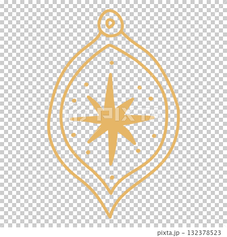 Celestial Star Bauble Ornament Line Art Illustration Elegant Cosmic Christmas Decoration Outline Minimal Holiday Design for Winter Greeting Cards and Decorative Crafts 132378523