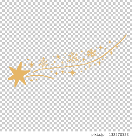 Celestial Shooting Star Line Art Illustration with Snowflakes and Sparkles Elegant Cosmic Christmas Outline Magical Holiday Design for Winter Greeting Cards and Decorations 132378528