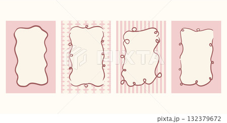 Whimsical frame set of round and oval decorative borders drawn with elegant ribbons and bows. Perfect vector outline for retro wedding invitation or cute birthday party. Whimsical frame set of round and oval decorative borders drawn with elegant ribbons and bows. Perfect vector outline for retro wedding invitation or cute birthday party. 132379672