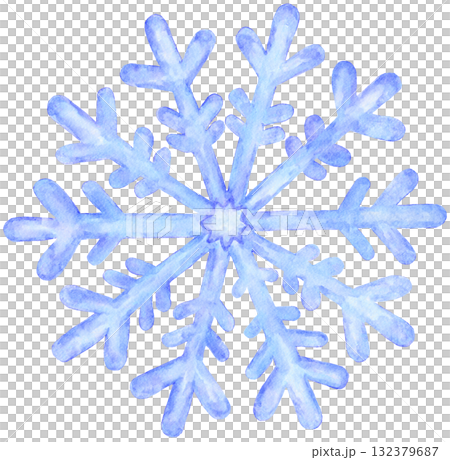 Watercolor Snowflake Icy Blue Hand Painted Isolated Background Watercolor Snowflake Icy Blue Hand Painted Isolated Background 132379687