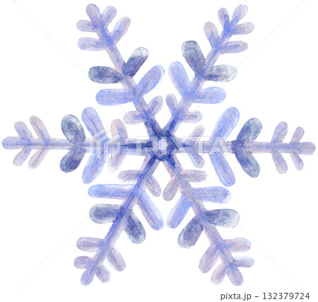 Watercolor Pastel Blue Snowflake Hand Drawn Isolated Background 132379724