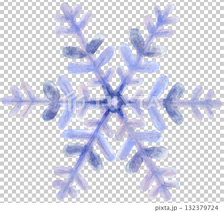 Watercolor Pastel Blue Snowflake Hand Drawn Isolated Background 132379724
