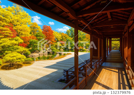 仁和寺　宸殿と北庭　紅葉 132379976