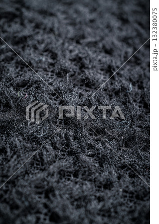 Texture of black fleece, shaggy high-tech synthetic knit 132380075