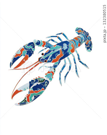 Colorful lobster illustration with vibrant patterns Colorful lobster illustration with vibrant patterns 132380515