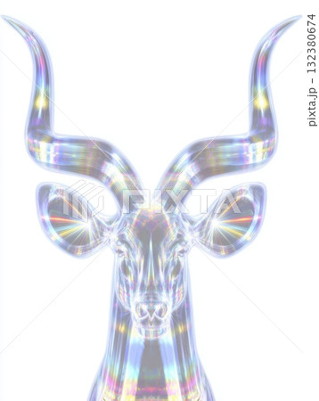 Colorful transparent antelope head with shining details 132380674