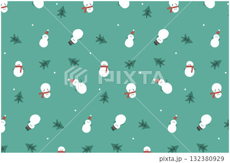 雪だるまと木のクリスマスパターン 雪だるまと木のクリスマスパターン 132380929
