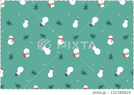 雪人和樹木的聖誕圖案 132380929