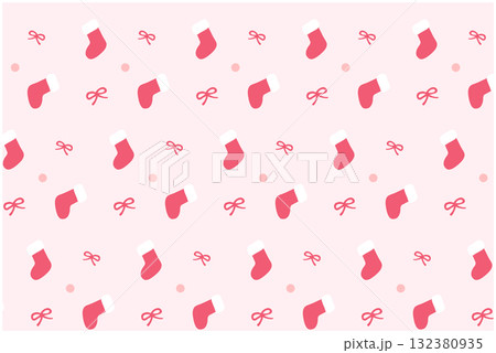 靴下とリボンのクリスマスパターン 132380935