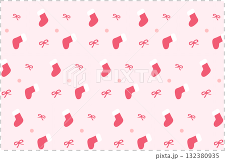 靴下とリボンのクリスマスパターン 132380935