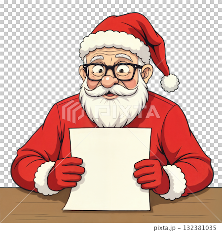 Happy Santa Claus reading a letter Happy Santa Claus reading a letter 132381035
