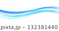 水色の和紙テクスチャのウェーブの背景イラスト 132381440