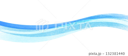 水色の和紙テクスチャのウェーブの背景イラスト 132381440
