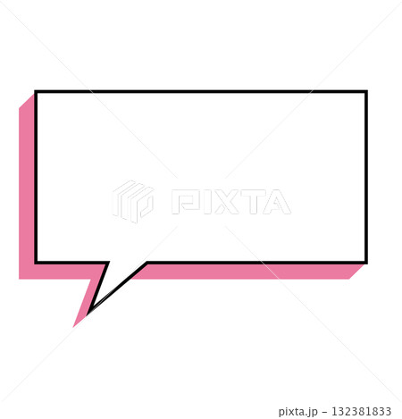 シンプルな吹き出しのイラスト　横長　四角 132381833