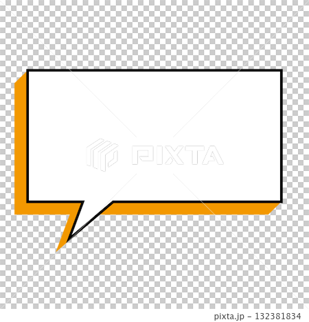 シンプルな吹き出しのイラスト　横長　四角 132381834