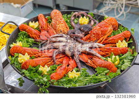 Grilled Octopus and Lobsters Grilled Octopus and Lobsters 132381960