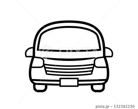 自動車(正面)_モノクロ 自動車(正面)_モノクロ 132382230