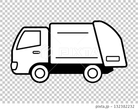Garbage truck_monochrome Garbage truck_monochrome 132382232