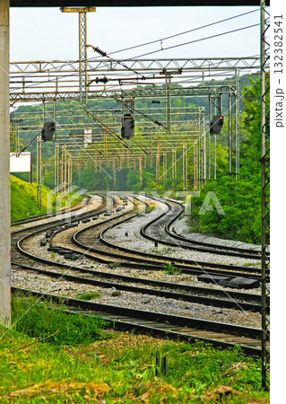 Curved railroad tracks Curved railroad tracks 132382541