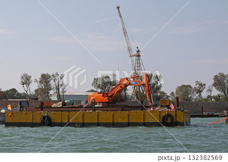 Excavator Barge Venice Excavator Barge Venice 132382569