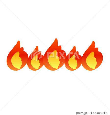 筆で描いた並んだ炎/火のアイコン 筆で描いた並んだ炎/火のアイコン 132383017