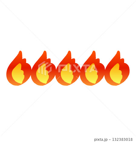 筆で描いた並んだ炎/火のアイコン 筆で描いた並んだ炎/火のアイコン 132383018