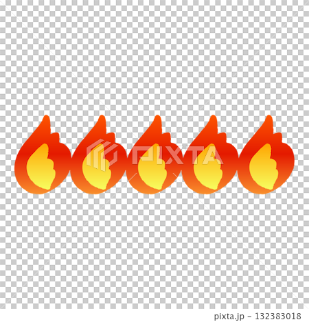 筆で描いた並んだ炎/火のアイコン 筆で描いた並んだ炎/火のアイコン 132383018