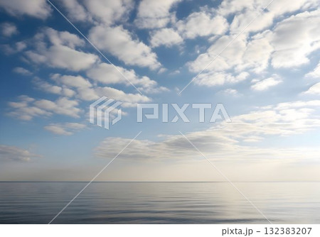 Blue Sky and Puffy Clouds Over Calm Seaのイラスト素材 [132383207] - PIXTA