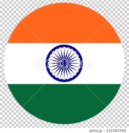 Circle badge India flag button illustration isolated. Flag of India isolated in circle shape. 132383290