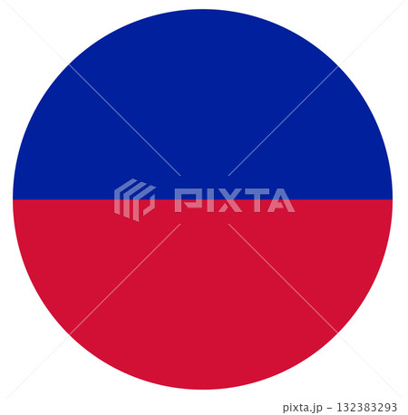 Civil flag of Haiti isolated in circle shape. 132383293