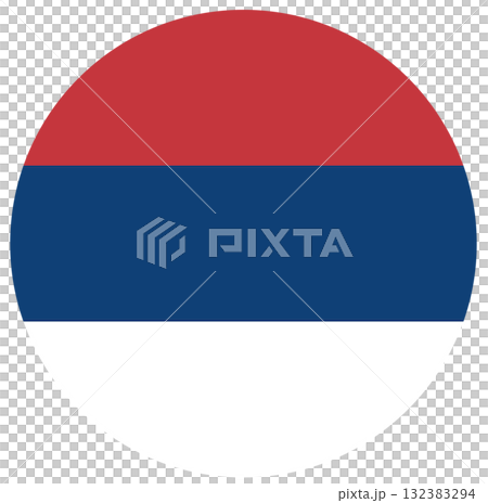 Civil flag of Serbia rounded icon. Rounded button. Serbia flag in circle shape. Civil flag of Serbia rounded icon. Rounded button. Serbia flag in circle shape. 132383294