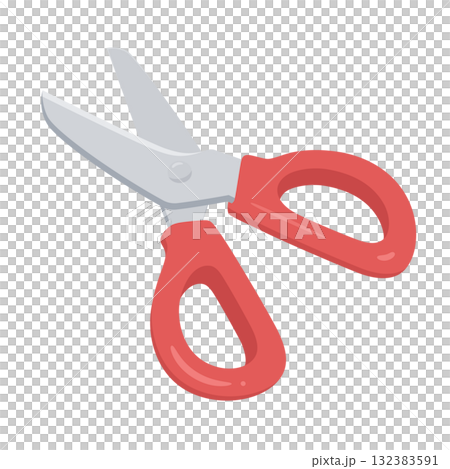 可愛的剪刀即將剪開 - 插圖素材_紅色 132383591