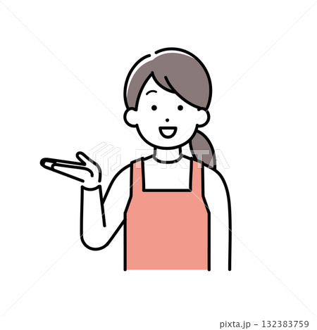 案内をする主婦(保育士、家事代行)のイラスト 案内をする主婦(保育士、家事代行)のイラスト 132383759