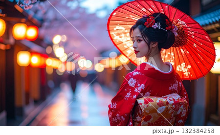 着物を着た女性 132384258