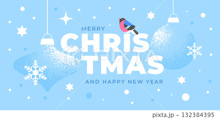 Merry Christmas and Happy New Year Greeting Banner 132384395