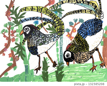 鳥のイラスト(子供絵) 132385208