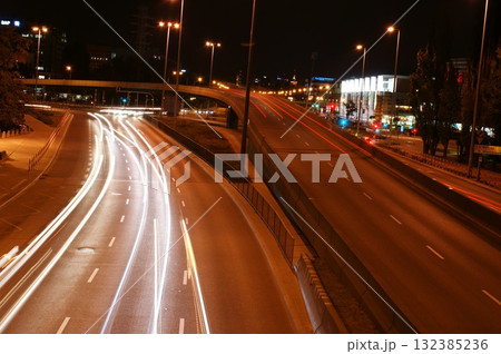 city lights long exposure street life in the city speed highway city lights long exposure street life in the city speed highway 132385236