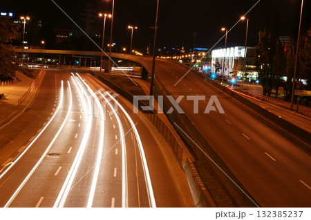 city lights long exposure street life in the city speed highway city lights long exposure street life in the city speed highway 132385237