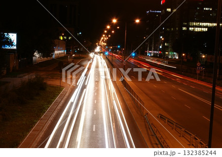 city lights long exposure street life in the city speed highway city lights long exposure street life in the city speed highway 132385244