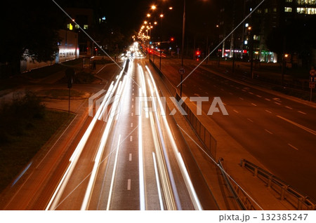 city lights long exposure street life in the city speed highway 132385247