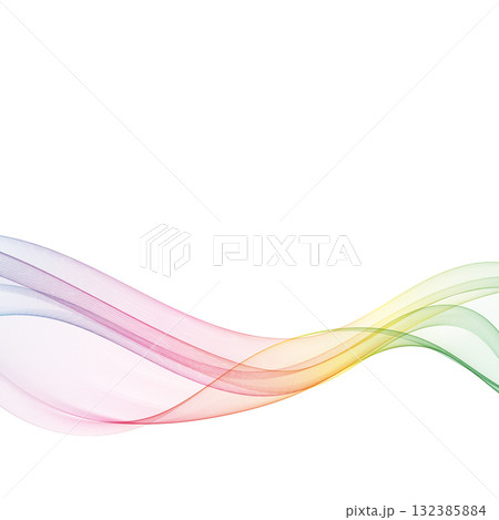 Horizontal abstract wave of rainbow color gradient on a clean isolated white background. Eps 10 132385884