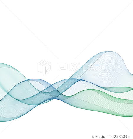 Intertwining abstract waves of blue-green gradient create an elegant futuristic background. Eps 10 132385892