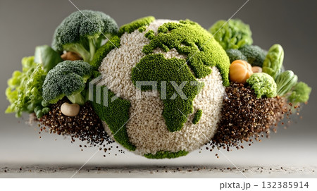 Earth planet symbolizing the World Vegan day 132385914